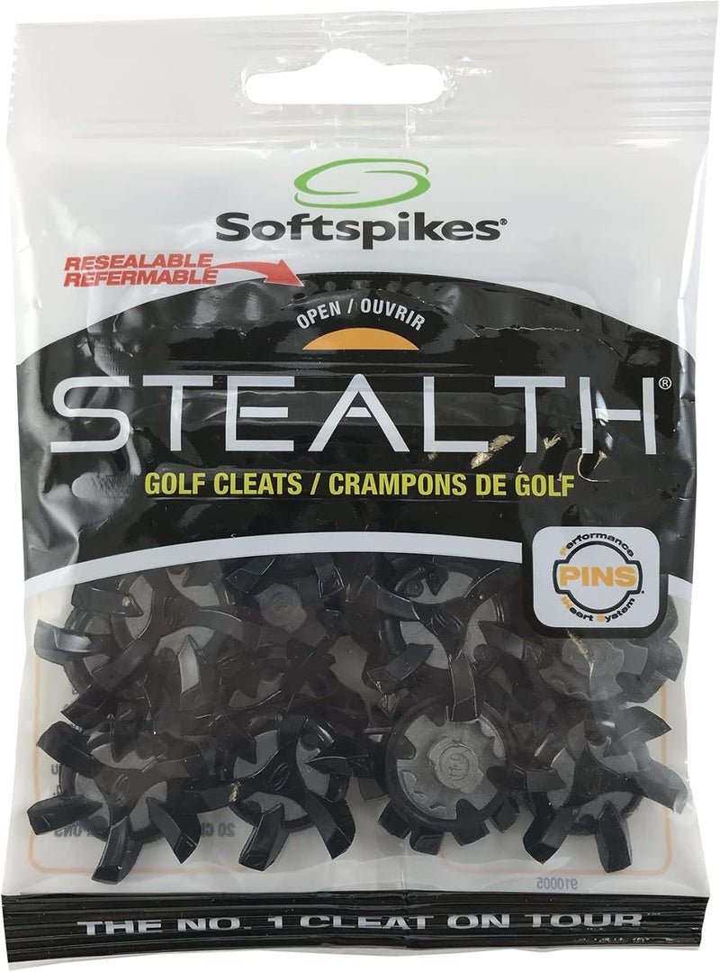 SOFTSPIKES Unisex Adult Black Stealth Golf Cleats, Black/Silver, Clamshell US - Image 2